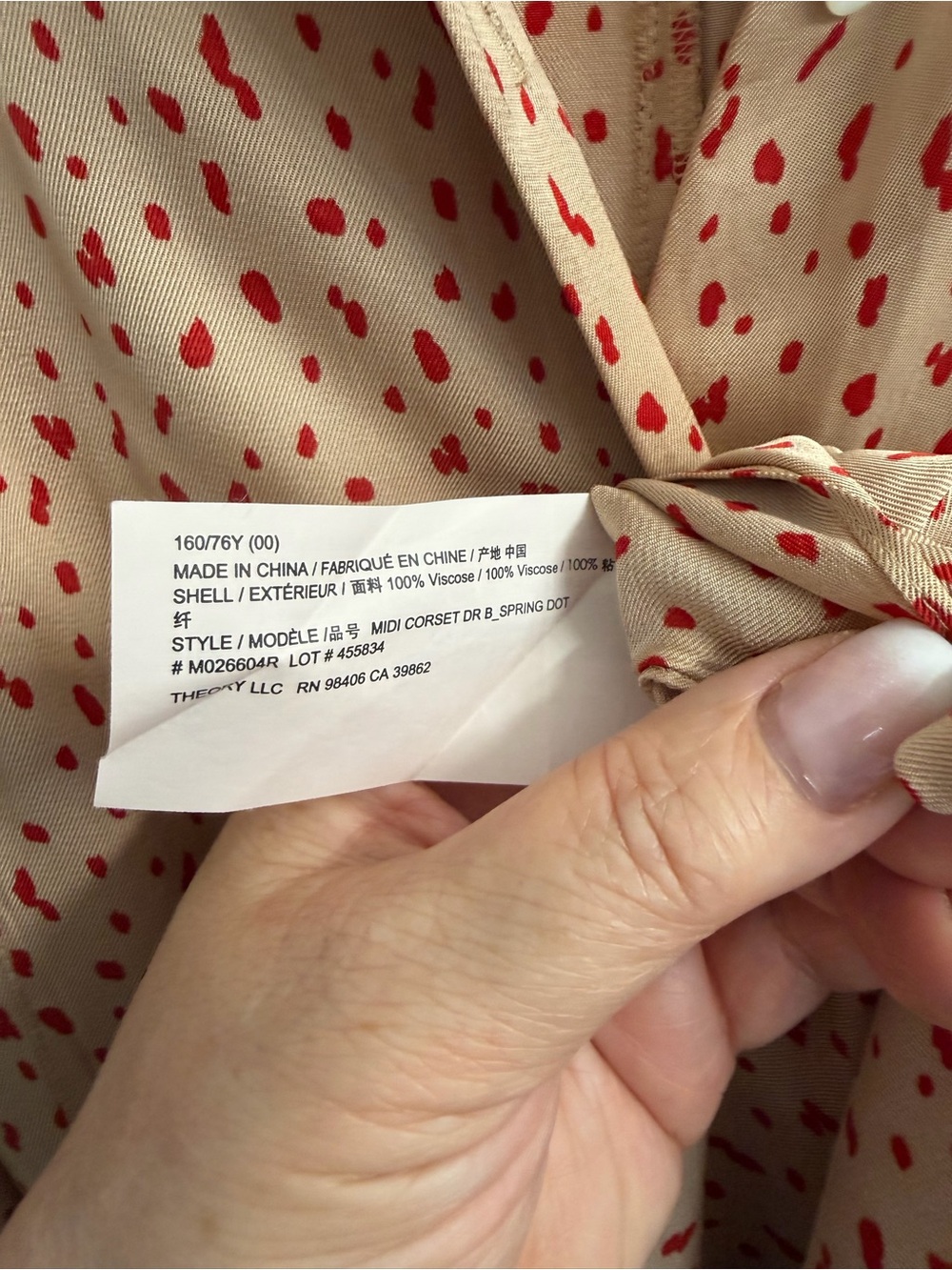 Theory Cream & Red Spring Dot Print Button-Front Midi Shirt Dress 00 - Picture 7 of 11